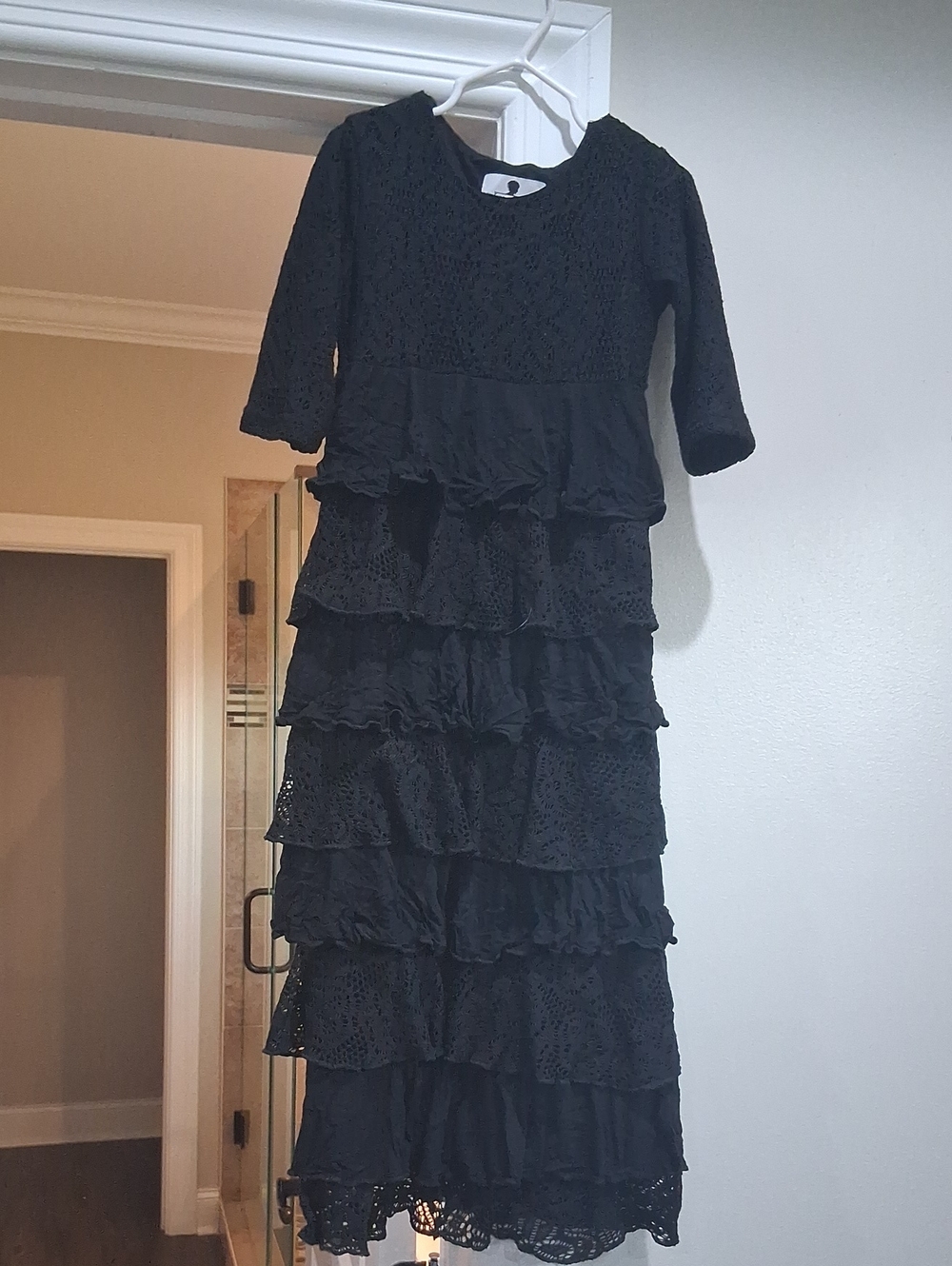 Girls Dainty Jewells Black Tiered Lace Dress - Classic Party Style